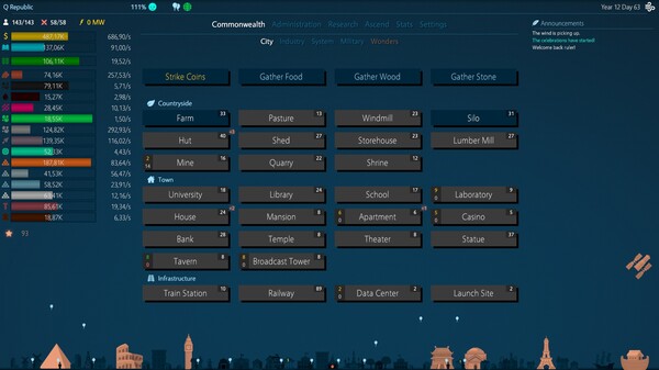 Idle Commonwealth cheat table screenshot