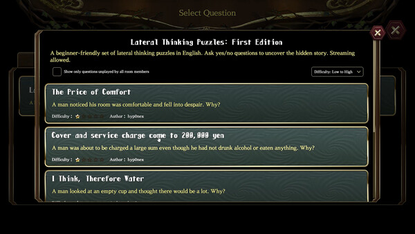 Lateral Thinking Together cheat table screenshot