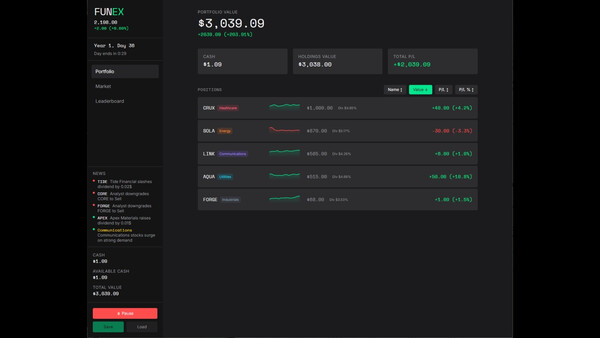 FUNEX: Stock Market Simulator cheat table screenshot