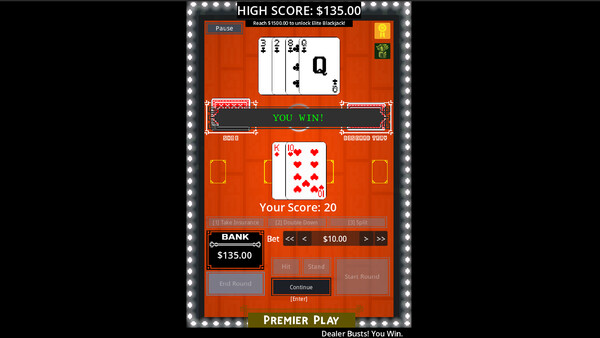 Blackjack 2D: Dealer’s Gambit cheat table screenshot