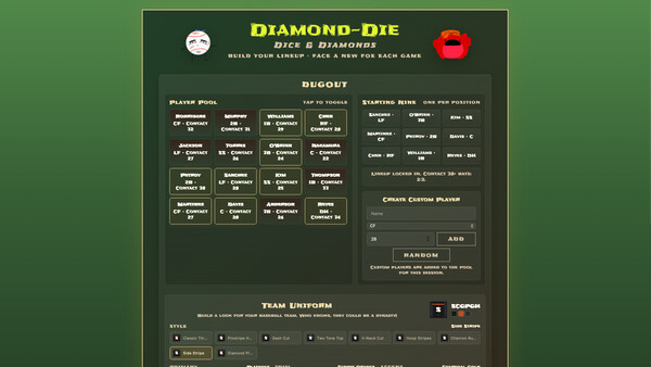 Diamond-Die cheat table screenshot
